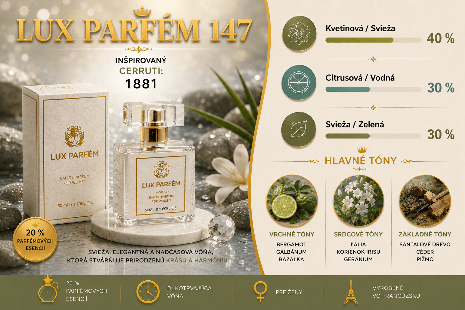Lux Parfém 147 – Inšpirovaný Cerruti: 1881